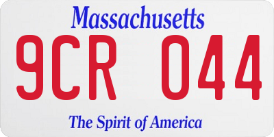 MA license plate 9CR044