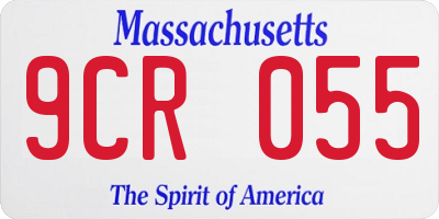 MA license plate 9CR055