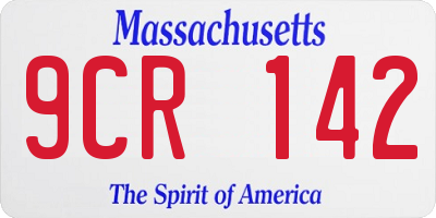 MA license plate 9CR142