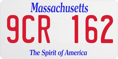 MA license plate 9CR162