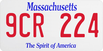 MA license plate 9CR224