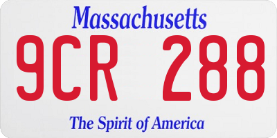 MA license plate 9CR288
