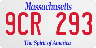 MA license plate 9CR293