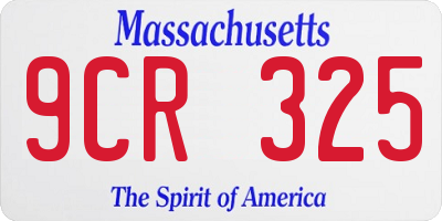 MA license plate 9CR325
