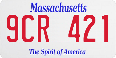 MA license plate 9CR421