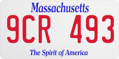 MA license plate 9CR493