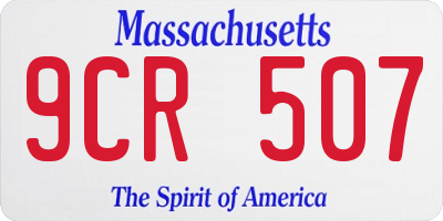 MA license plate 9CR507