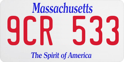 MA license plate 9CR533
