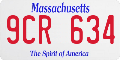 MA license plate 9CR634