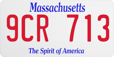 MA license plate 9CR713