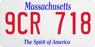 MA license plate 9CR718