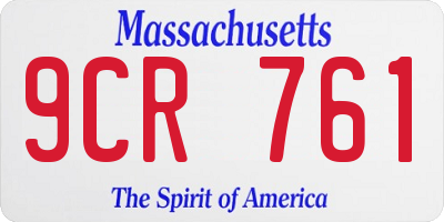 MA license plate 9CR761