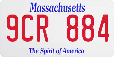 MA license plate 9CR884