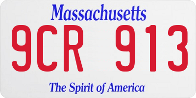 MA license plate 9CR913