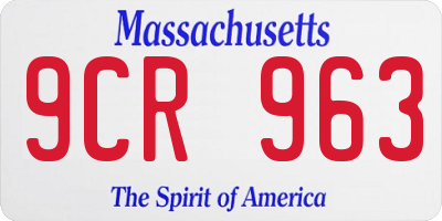 MA license plate 9CR963