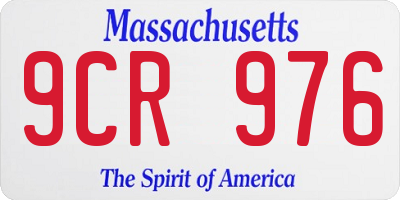 MA license plate 9CR976
