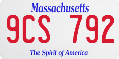 MA license plate 9CS792
