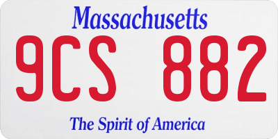MA license plate 9CS882