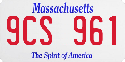 MA license plate 9CS961