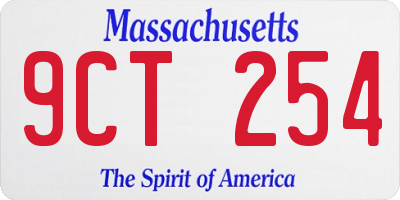 MA license plate 9CT254