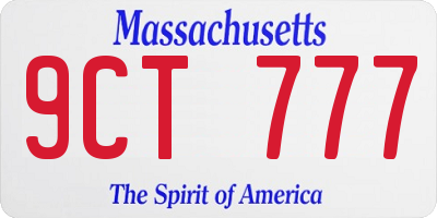 MA license plate 9CT777
