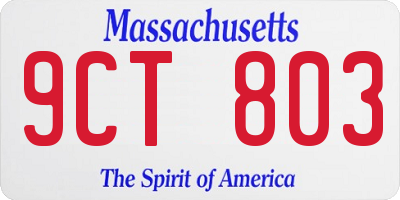 MA license plate 9CT803