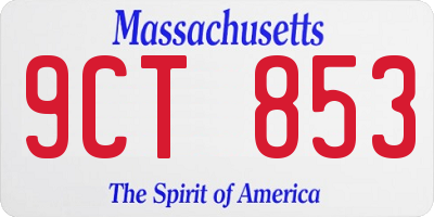 MA license plate 9CT853
