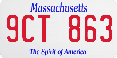 MA license plate 9CT863
