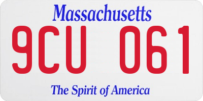 MA license plate 9CU061