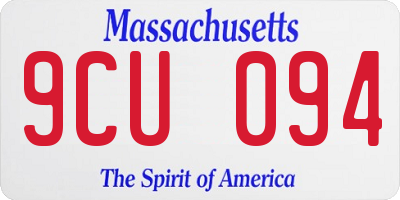 MA license plate 9CU094