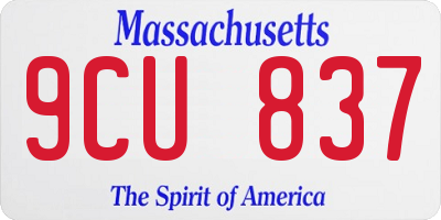 MA license plate 9CU837