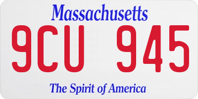 MA license plate 9CU945