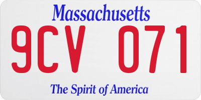 MA license plate 9CV071