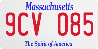 MA license plate 9CV085
