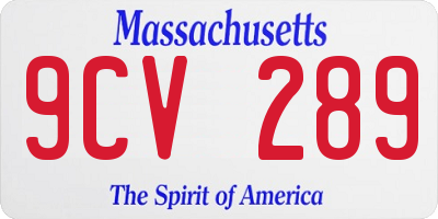 MA license plate 9CV289