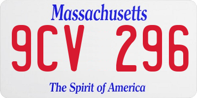 MA license plate 9CV296