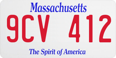 MA license plate 9CV412