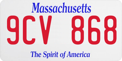 MA license plate 9CV868