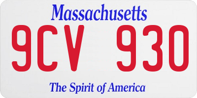 MA license plate 9CV930