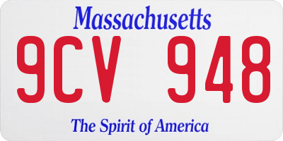 MA license plate 9CV948