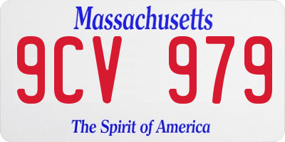 MA license plate 9CV979