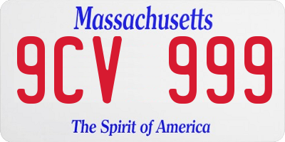 MA license plate 9CV999