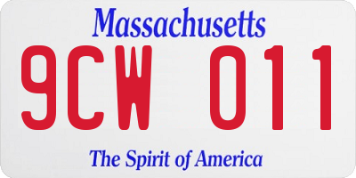 MA license plate 9CW011