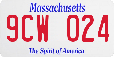 MA license plate 9CW024
