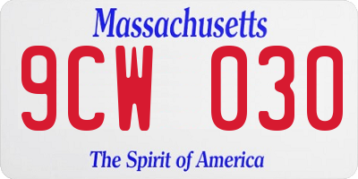 MA license plate 9CW030
