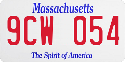 MA license plate 9CW054