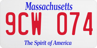MA license plate 9CW074