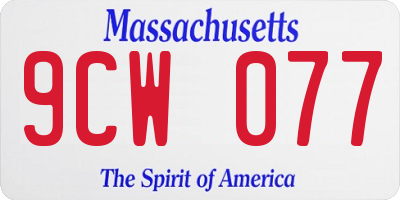 MA license plate 9CW077