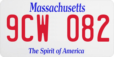 MA license plate 9CW082