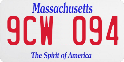 MA license plate 9CW094